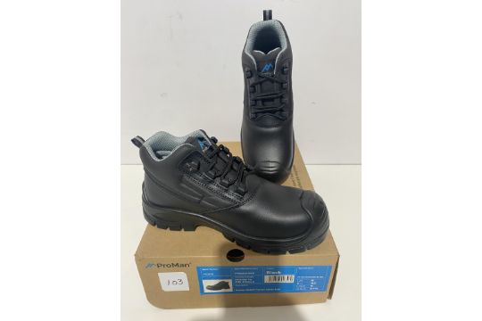 1 x new boxed Rockfall Proman Trenton PM600 lightweight black safety boots - steel toe (size 8 UK)