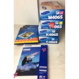 Eight items including four Samsung 406S toner cartridges - three with original security seal,