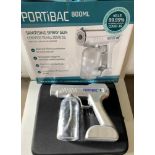 A Portibac 800ml cordless sanitising spray gun in carry case,