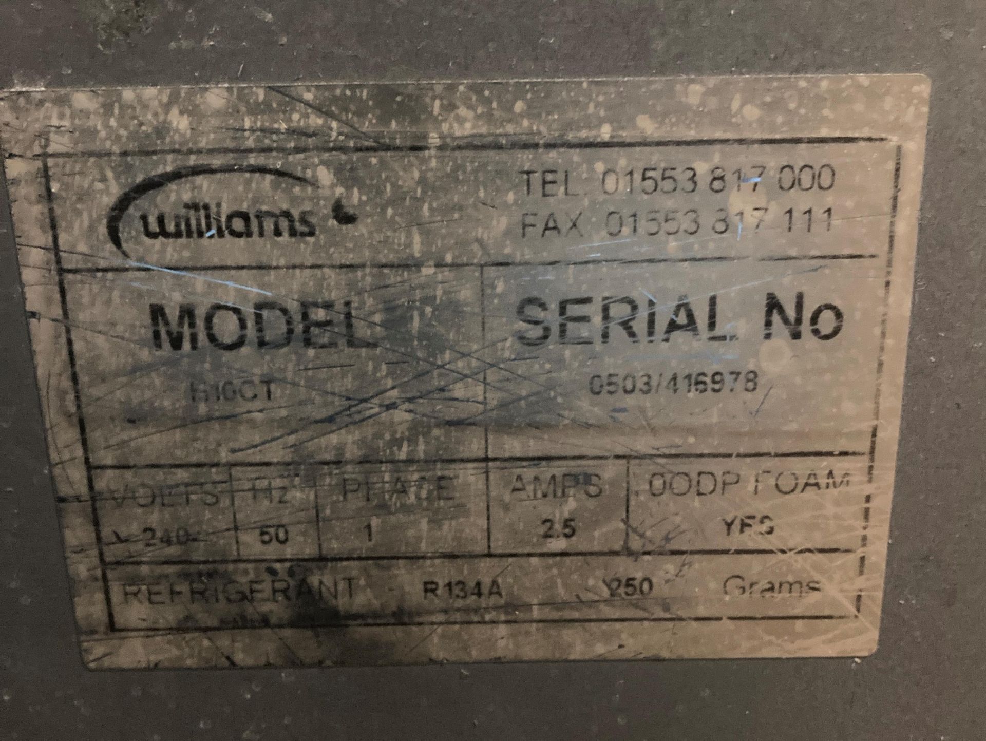 A Williams stainless steel H10CT catering two door refrigerator, 240v, 86.5cm x 72. - Image 3 of 3