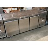 A commercial catering stainless steel Valera three door preperation refrigerator, 240v,