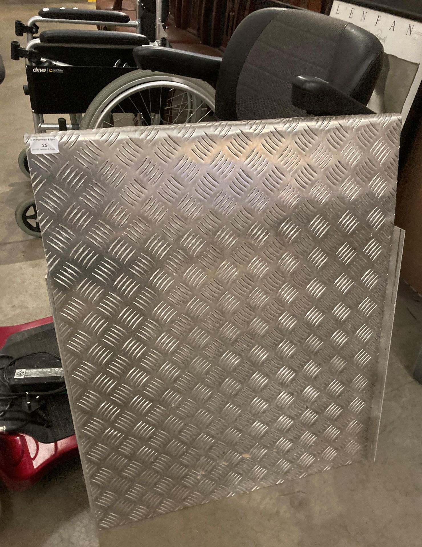 An aluminium chequer plate ramp, 80cm x 64cm (CWH Ref: MA7)