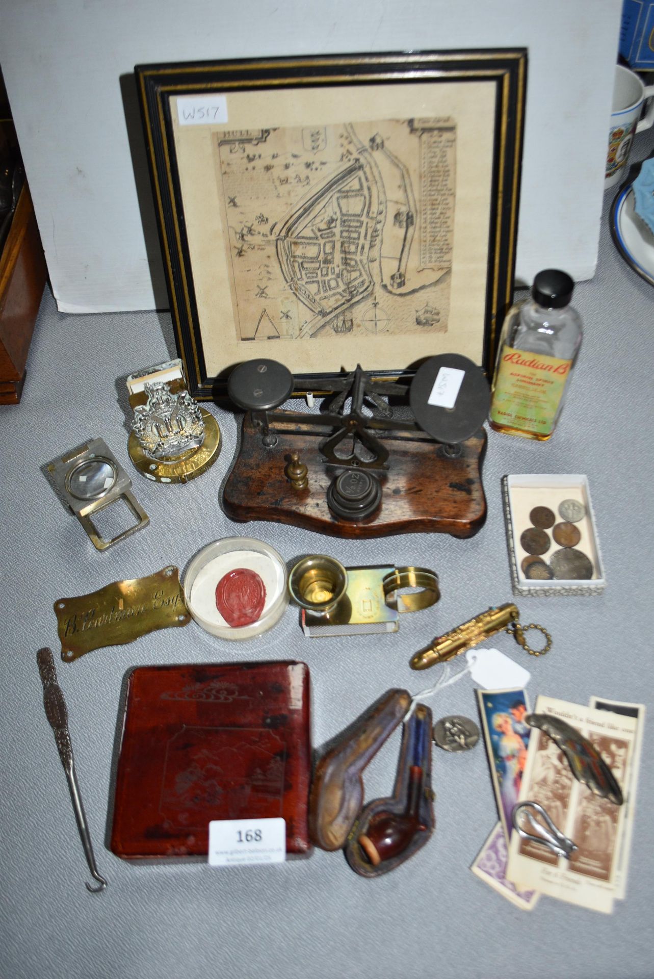 Vintage Collectibles Including Postal Scales, map of Hull, etc.