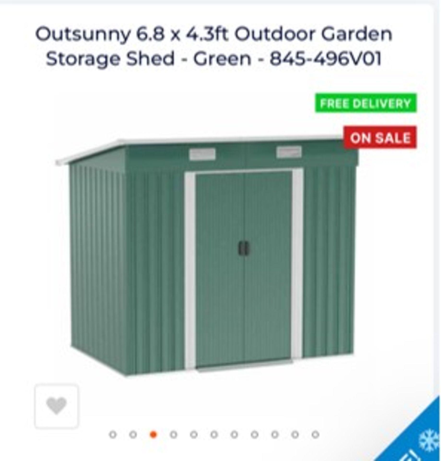 *Out Sunny 6.8x4.3ft Outdoor Garden Storage Shed Ref No. 845496V01 - Image 3 of 4