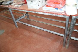 *Butchers Block with Red Poly Top and Stainless Steel Frame 180x75cm