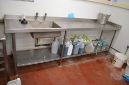 *Stainless Steel Prep/Sink Unit with Splashback and Undershelf 107” wide x 24” deep (contents not