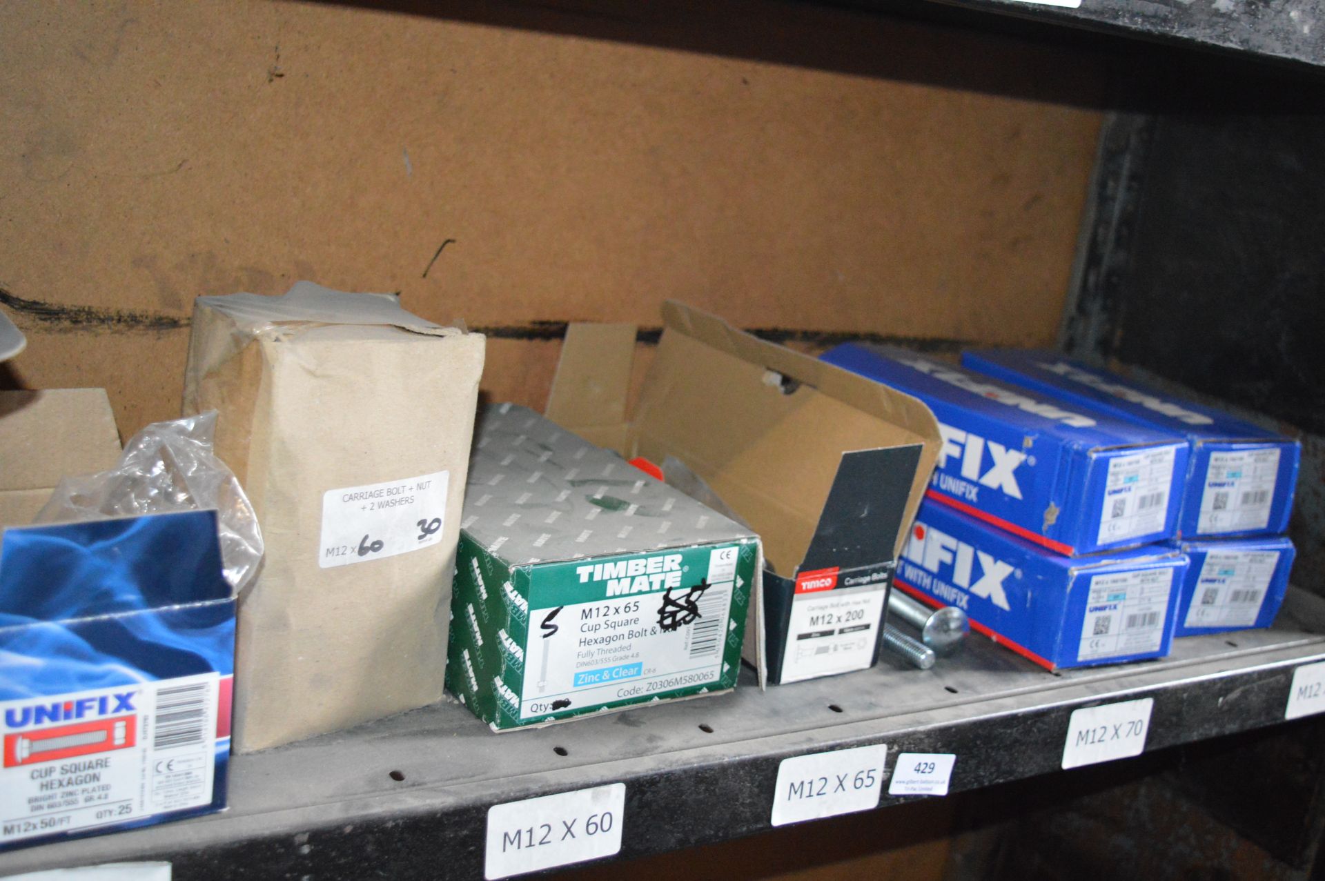 *Contents of Shelf to Include Assorted Cup Square Hex Bolts, Carriage Bolts, and Washers