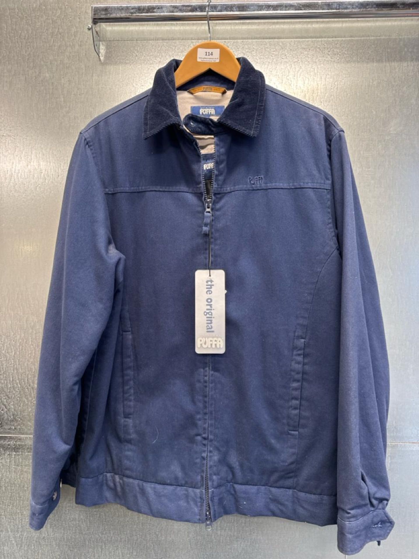 Puffa navy men's zip front jacket Size: M