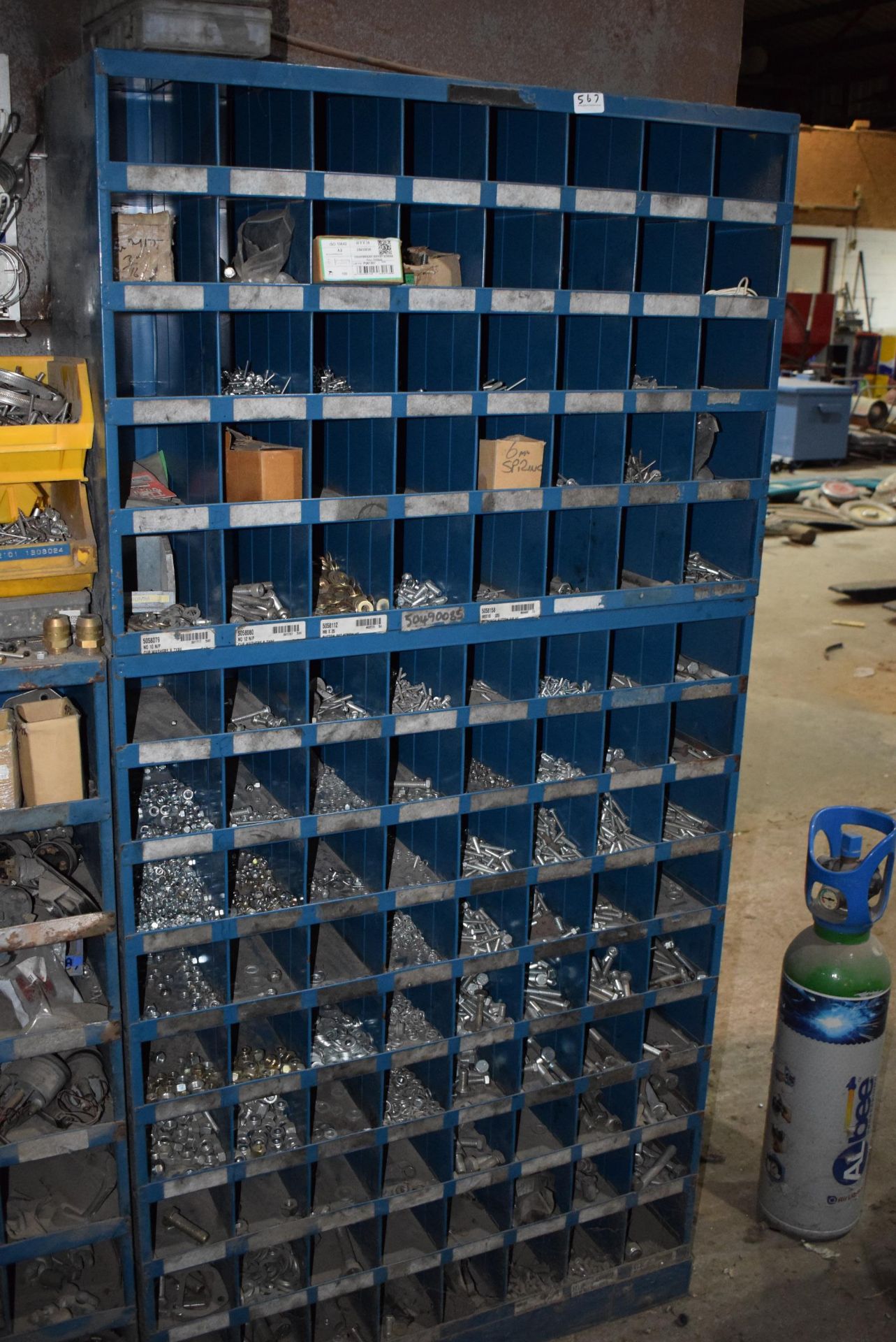 *Components Pigeonholes with Contents Including Assorted Bolts, Washers, etc.