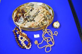 Tin of Vintage Costume Jewellery Including Watches, etc.