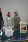 2x Soda Siphons, and 2x Pub Water Jugs