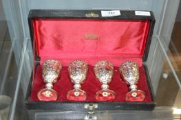 Cased Set of Four White Metal Goblets