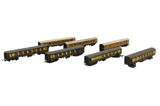 Tri-ang and Wrenn OO gauge coaches, including LNER teak coaches and Pullman coaches car number 73,