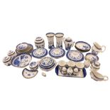 A Royal Doulton porcelain Booths Real Old Willow pattern part dinner service, including four tureens