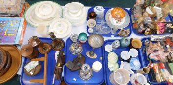 General household effects, to include beadwork footstool, jigsaw puzzles, carnival glass dish, dolls