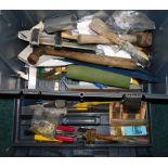 The Rough House series 2120 Disston Company toolbox, containing hand tools to include spanners,