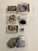 Geological specimens from Russia and Ukraine, and Azerbaidjan, Vivianite, Charoite with aegirine and