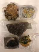 Geological specimens from Cornwall, Bayldonite, goethite, Quartz, Heulandite, Chalcedony etc