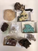 Geological Specimens from Africa, Tarbutite, Fluorite- Gilbertite, Duftite Dolomite, Cornetite,