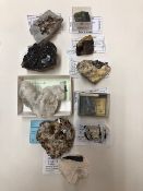 Geological mineral specimens from America (USA), Weloganite, Narsarsukite, Strengite,