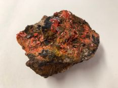 Crystals and minerals, display specimen of Crocoite from Red Lead mine Dundas Tasmania,