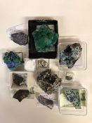 Geological Specimens from Africa, Sturmanite, Renierite, Plancheite, Malachite and Azurite,