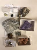 Geological samples from Africa, Bulfonteinite, Baddeleyite, Bismutite, Duftite & Calcite, Sugilite ,