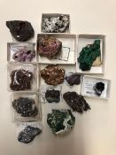 Geological specimens from Africa, Cobaltoan Calcite, Erythrite, Vanadinite, Beryl Var Goshenite,