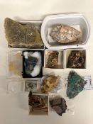 Geological specimens from Cornwall, Bindheimite, Pyrolusite, Chalcophyllite, Ferroberaunite, etc