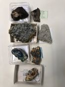 Geological specimens from Wales, Gorceixite, LLeyn, Calcite from Pac Mine, Cerussite from Log-Y-