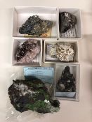 Geological specimens from South america, Tourmaline on Cleavlandite, Conichalcite, Uvite,