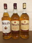 Bells Scotch Whiskey 2 x 1 litre bottles of 8 yr, one litre bottle of Extra Special