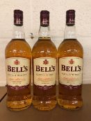 Bells Scotch Whiskey 3 x 1litre bottles of 8yr