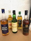 Scotch Whiskey selection, Whyte Special Reserve 70cl , Whyte and Mackay 1 Litre, Royal Swan 70cl,