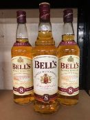 Bells Scotch Whiskey three 70cl bottles