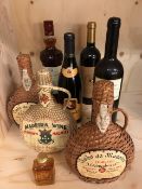 Assorted bottles, 3 x 75cl bottles of Madeira, 75cl bottle of Faustino Rioja, 75cl bottle of Manta