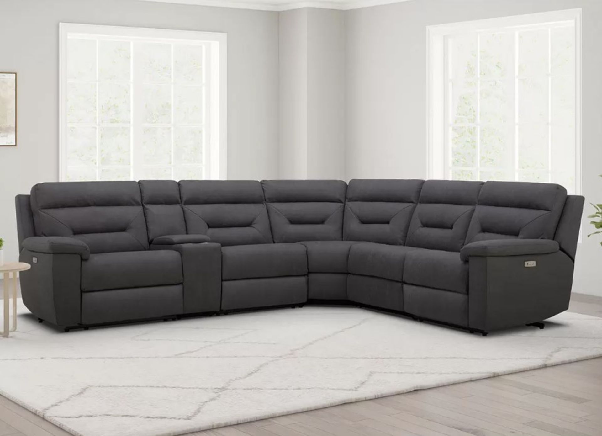 1 GILMAN CREEK JUSTIN GREY FABRIC POWER RECLINING SECTIONAL SOFA RRP Â£1999 (MISSING 1 CORNER UNIT)