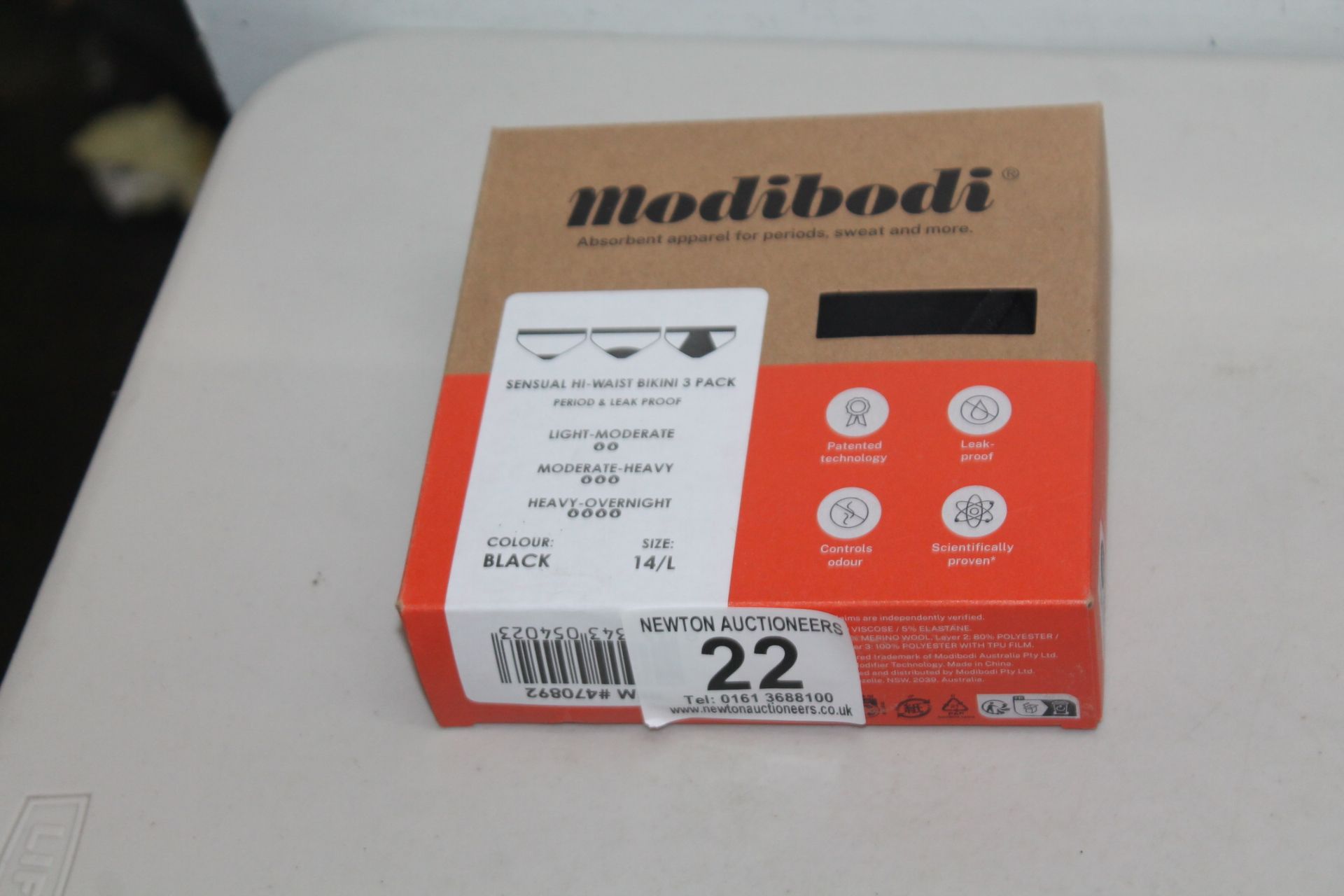 1 BOXED MODIBODI SENSUAL PERIOD & LEAK PROOF HI-WAIST BIKINI BRIEF SIZE 14/L RRP Â£39.99
