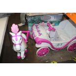 1 HUFFY DISNEY PRINCESS ROYAL HORSE AND CARRIAGE BATTERY ELECTRIC RIDE ON POWERED CAR RRP Â£249