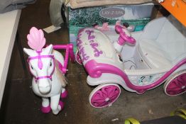 1 HUFFY DISNEY PRINCESS ROYAL HORSE AND CARRIAGE BATTERY ELECTRIC RIDE ON POWERED CAR RRP Â£249