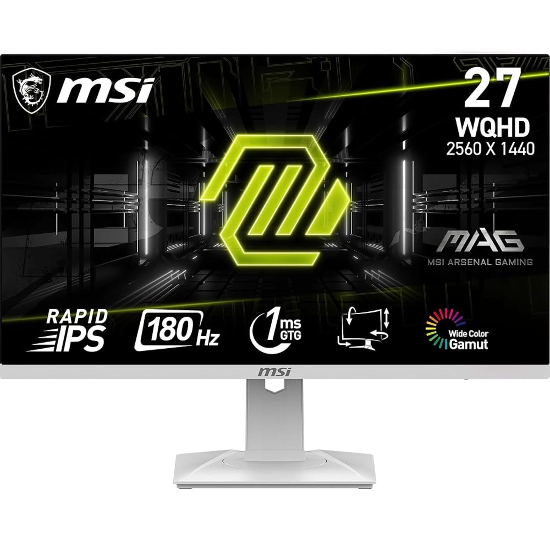 1 MSI MAG 274QRFW 27 INCH WQHD 180HZ IPS GAMING MONITOR RRP Â£149 (WORKING, DEEP SCRATCHES ON