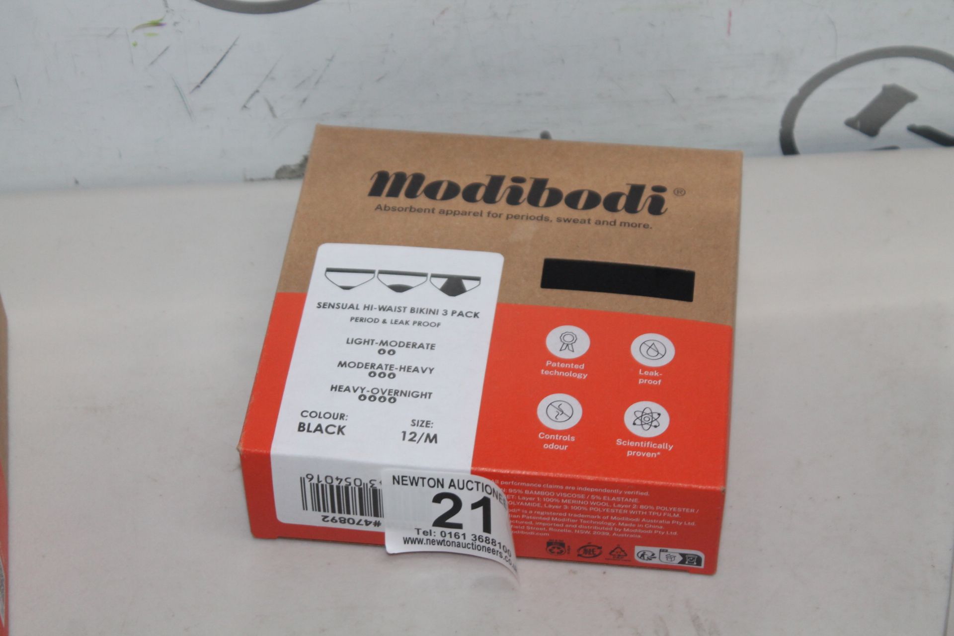 1 BOXED MODIBODI SENSUAL PERIOD & LEAK PROOF HI-WAIST BIKINI BRIEF SIZE 12/M RRP Â£39.99