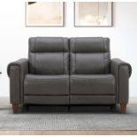 1 AIDEN & IVY SPENCER GREY LEATHER POWER RECLINING 2 SEATER SOFA RRP Â£999