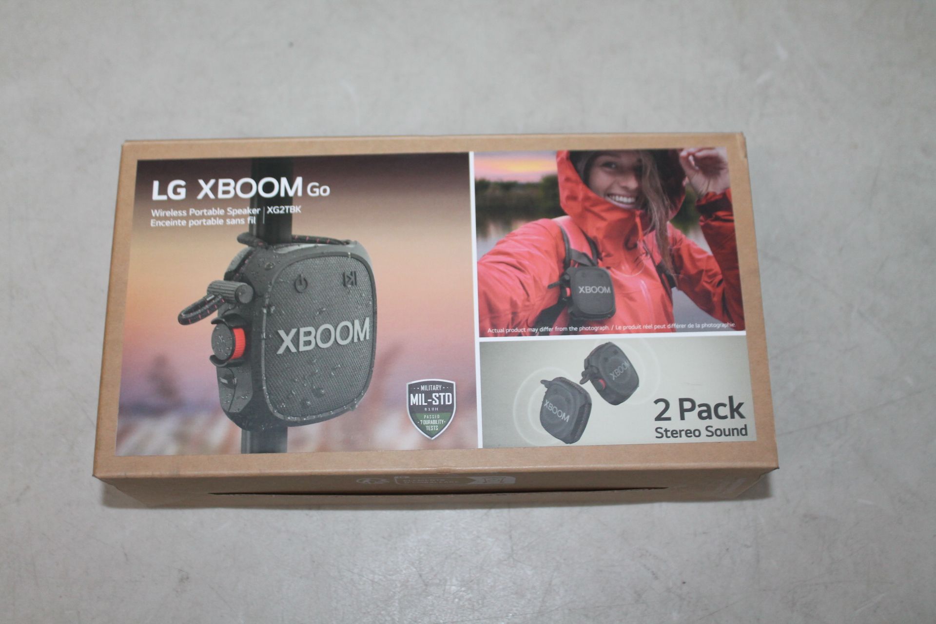 1 BOXED SET OF 2 LG XBOOM GO XG2 PORTABLE BLUETOOTH SPEAKERS RRP Â£129