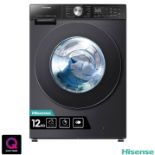 1 HISENSE WF5S1245BB, 12KG, 1400RPM, WASHING MACHINE A RATING IN BLACK RRP Â£499 (POWERS ON,