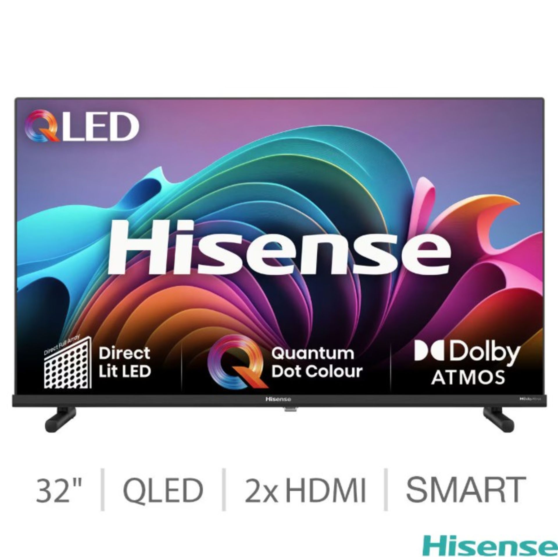 1 BOXED HISENSE 32E5NQTUK 32 INCH QLED FULL HD SMART TV WITH STAND AND REMOTE RRP Â£199 (WORKING,