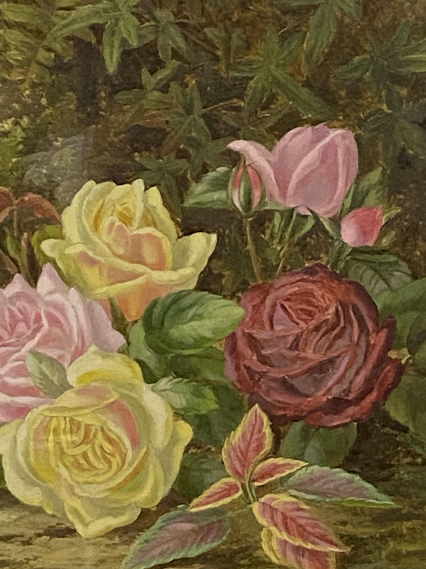 Gilt framed and glazed Victorian oil canvas of flowers, signed T. Collins 1890 - Image 3 of 5