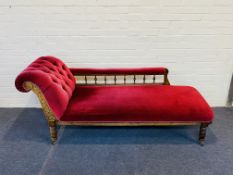 An Edwardian stained walnut chaise longue