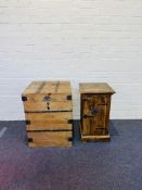 Two items to include an antique style iron bound tropical hardwood storage chest