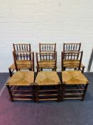 A set of six late 18th century provincial oak and ash spindle back chairs